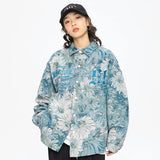 Faded Daisy Print Varsity Jacket