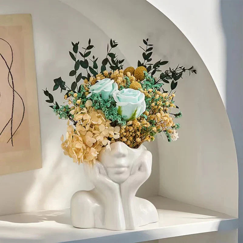 Vintage Thinking Girl Shaping Art Vase