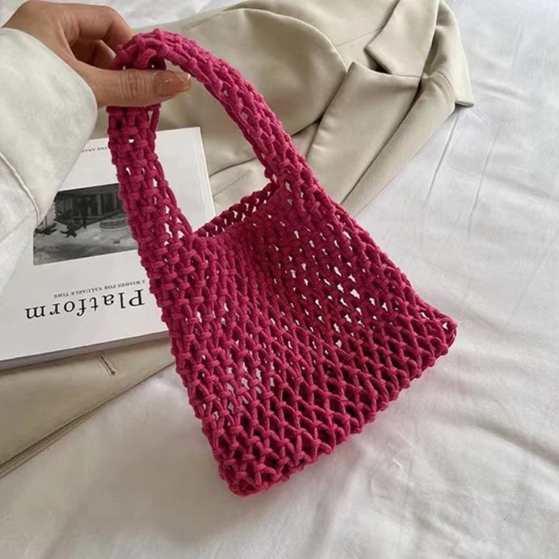 Knitting Crochet Tote Bags Summer Hand Woven