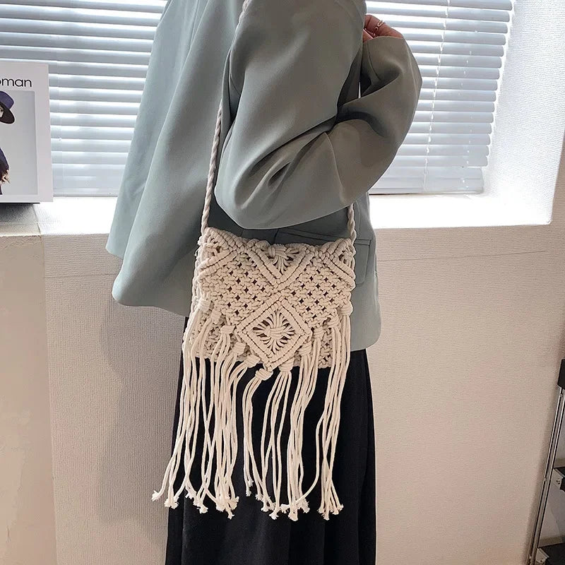 Women Crochet Tassel Beach Bag