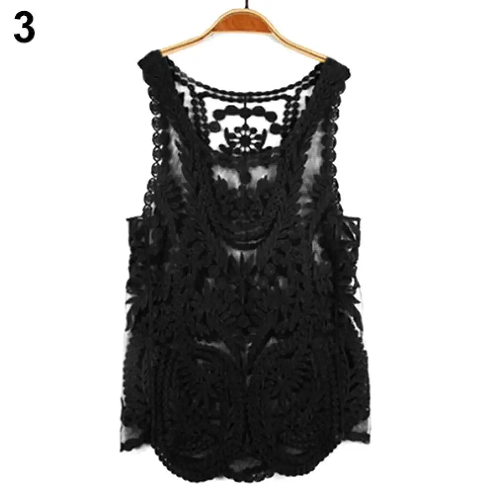 Handmade Vintage Women's Sleeveless Lace Tank Top