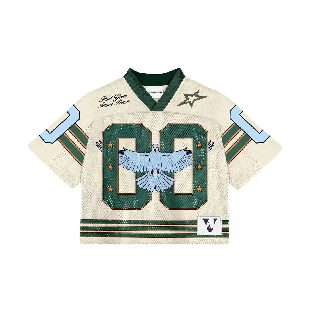 Oversized V-Ausschnitt Retro-Shirt