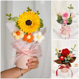Ramo de flores de ganchillo vintage con flores de rosa