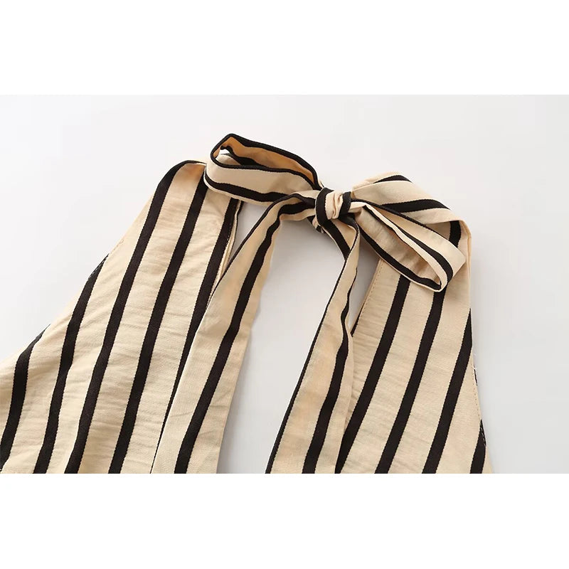 Striped Halter Bubble Maxi Dress