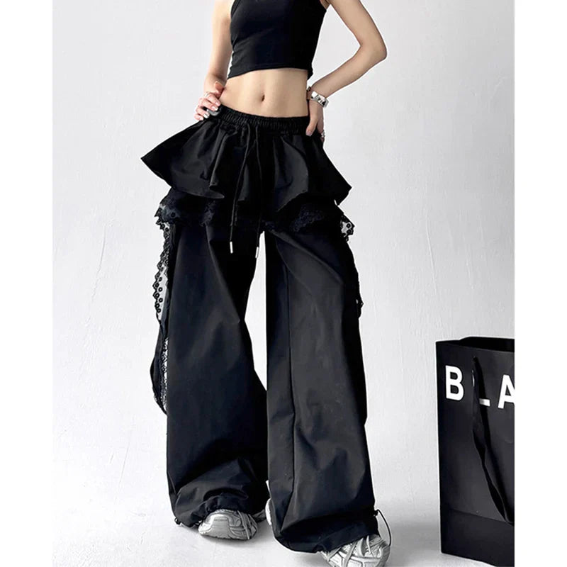 Patchwork Black Cargo Pants