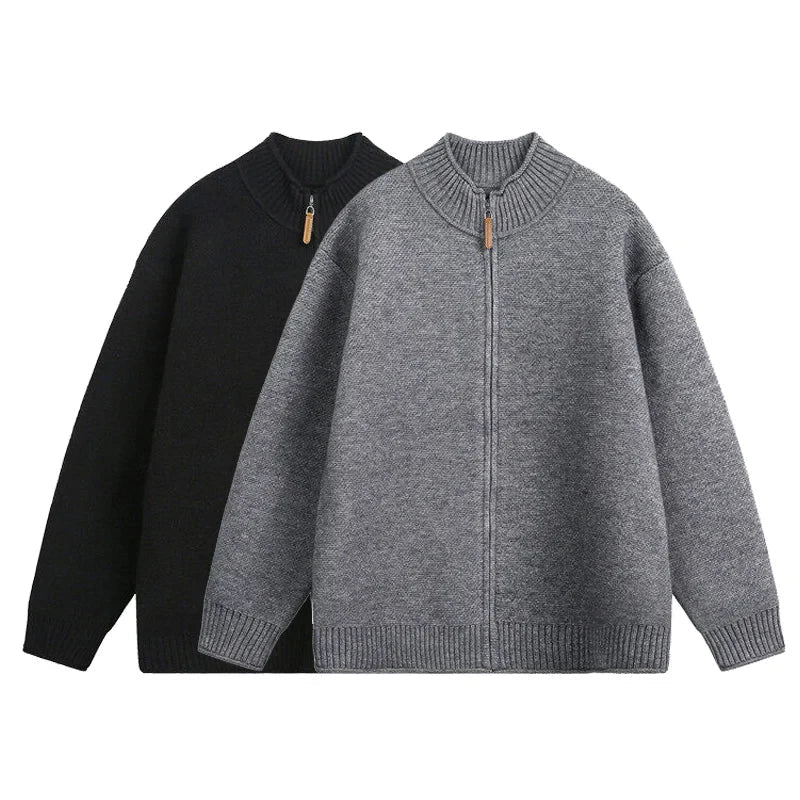 Vintage Loose Knitted Zipper Cardigan