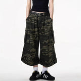 Jorts de mezclilla anchos de camuflaje