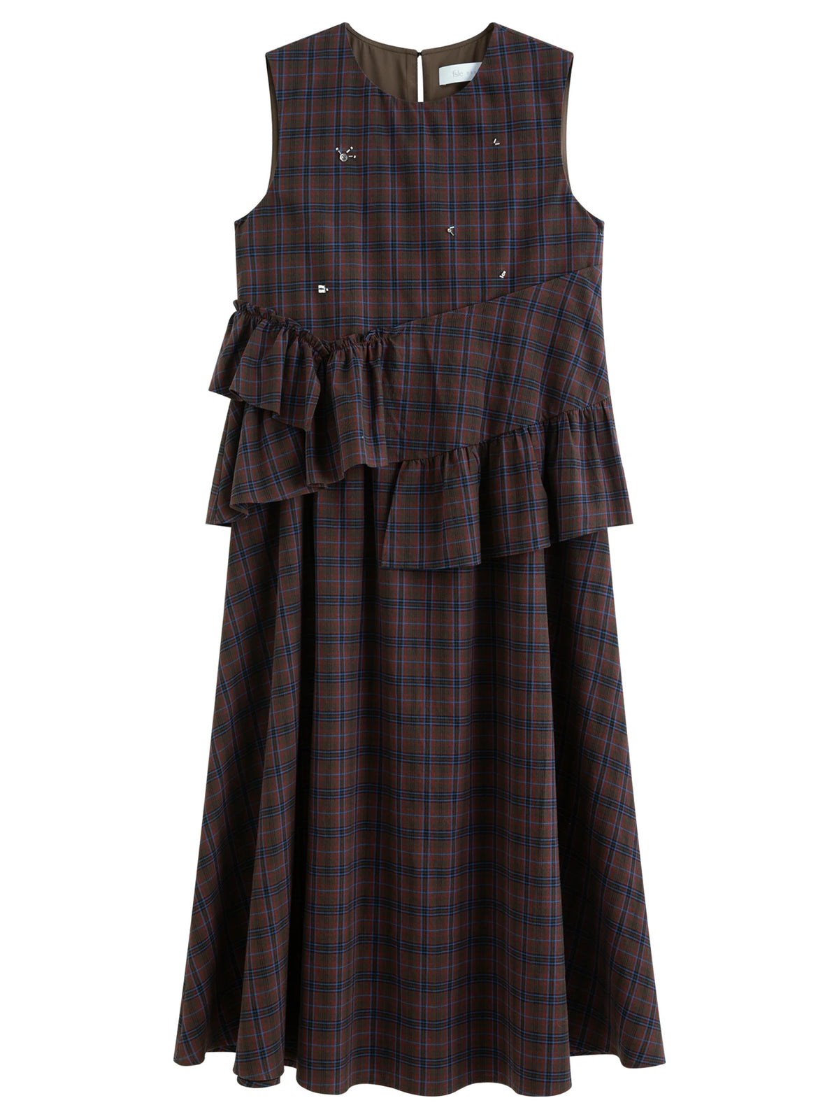 Ruffled Plaid Midi Dress