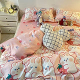Korean Pink Letter Bedding Set