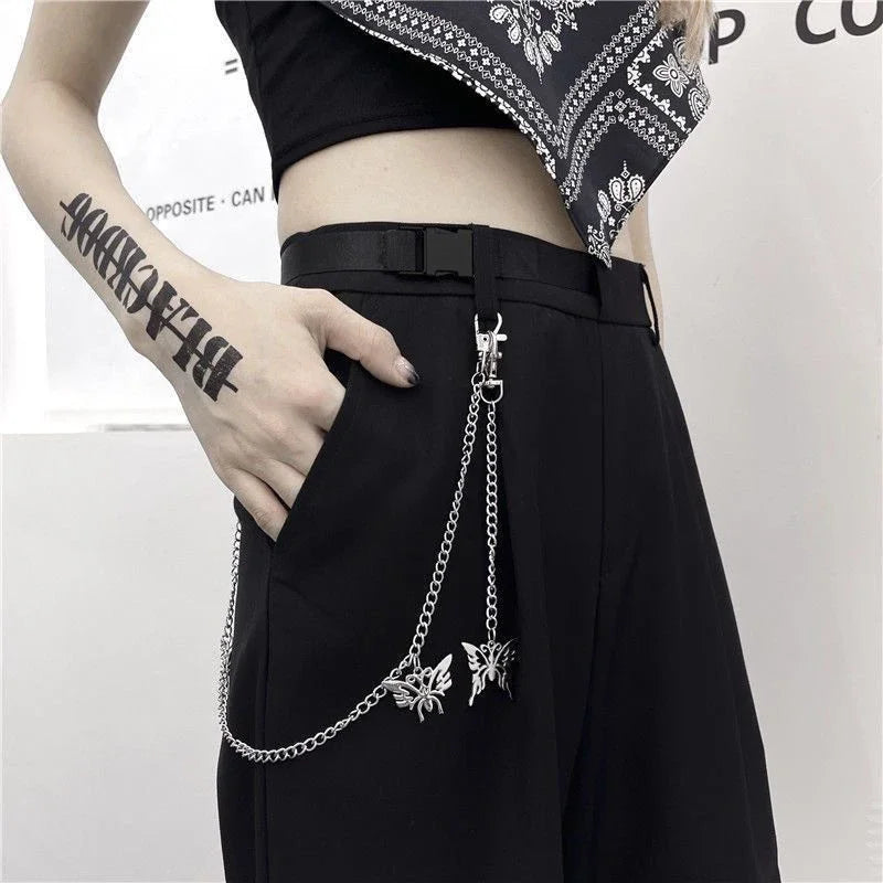Grunge High Waist Hollow Out Wide Pants