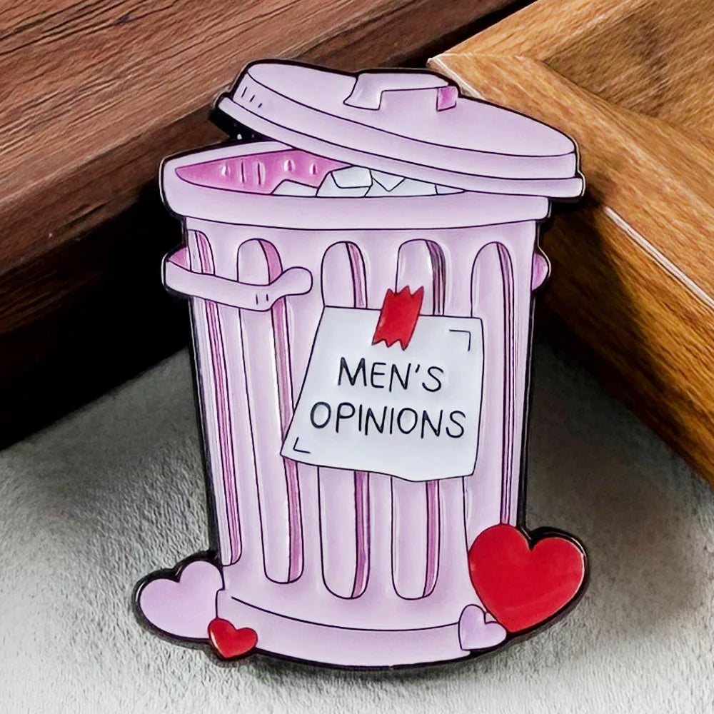 Men's Opinions Pink Trash Can Brooch