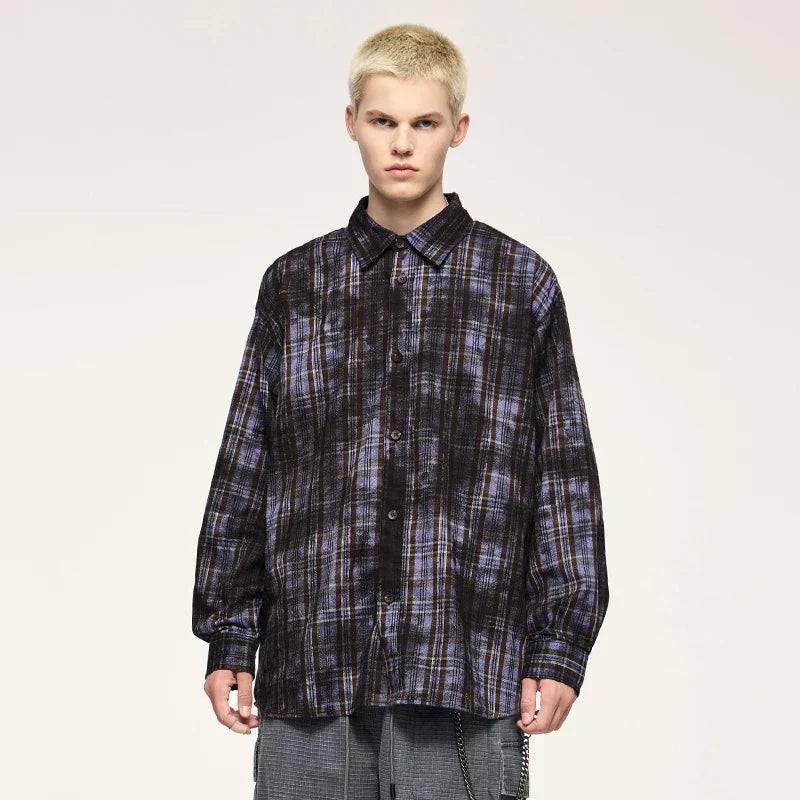 Y2K Plaid Checkered Dark Style Shirt