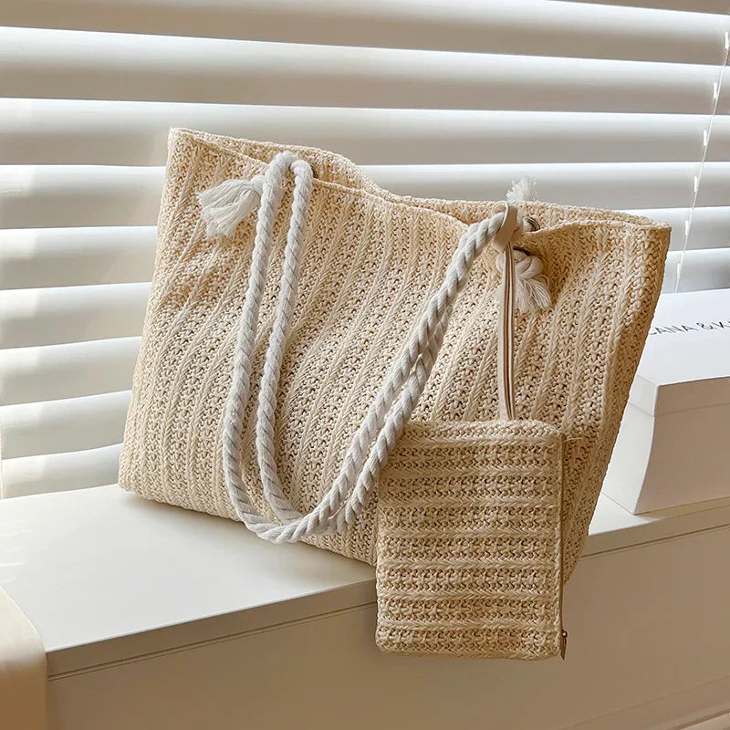 Knitted Rope Handle Shoulder Bag