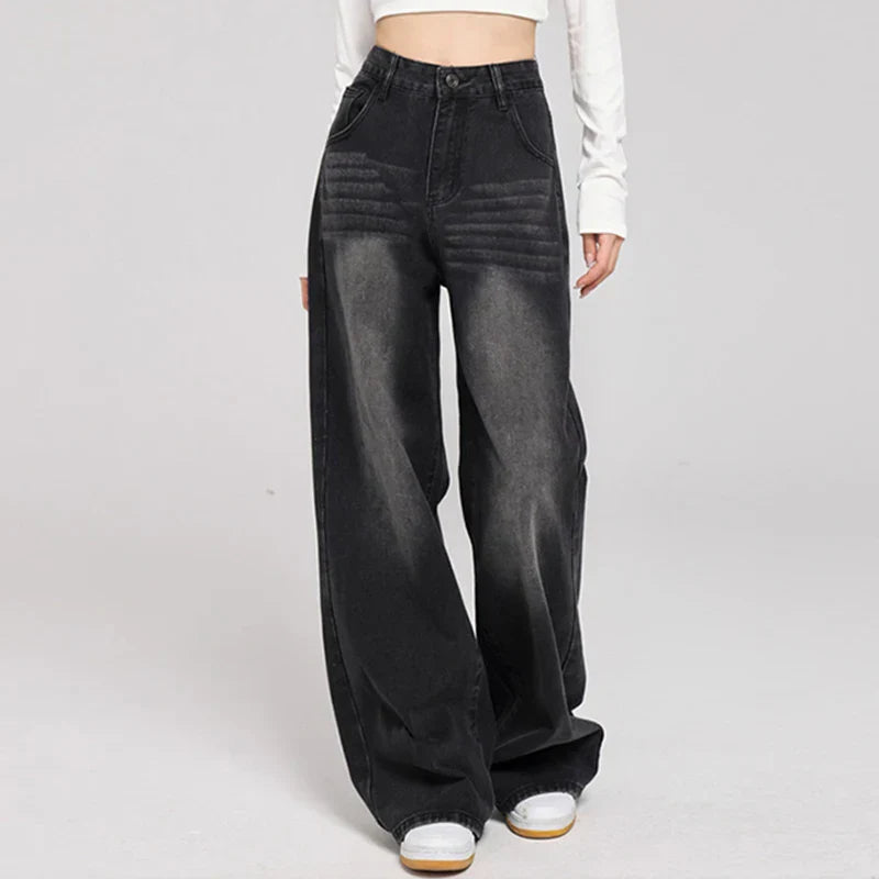 Vintage High Waist Thicken Wide Jeans