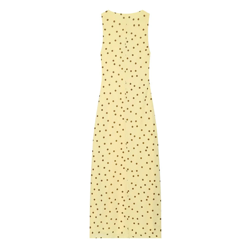 Flowy Yellow Polka Dot Maxi Dress