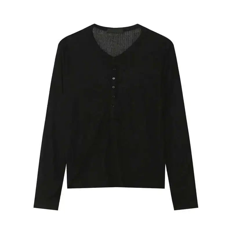 Solid Color Korean Long-Sleeved T-Shirt