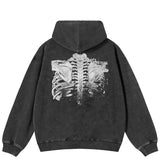 Y2K Faded Skeleton Graphic Hoodie