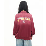 Stylish Red Letter Print Long Sweatshirt