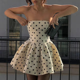 Strapless Coquette Polka Dot Mini Dress