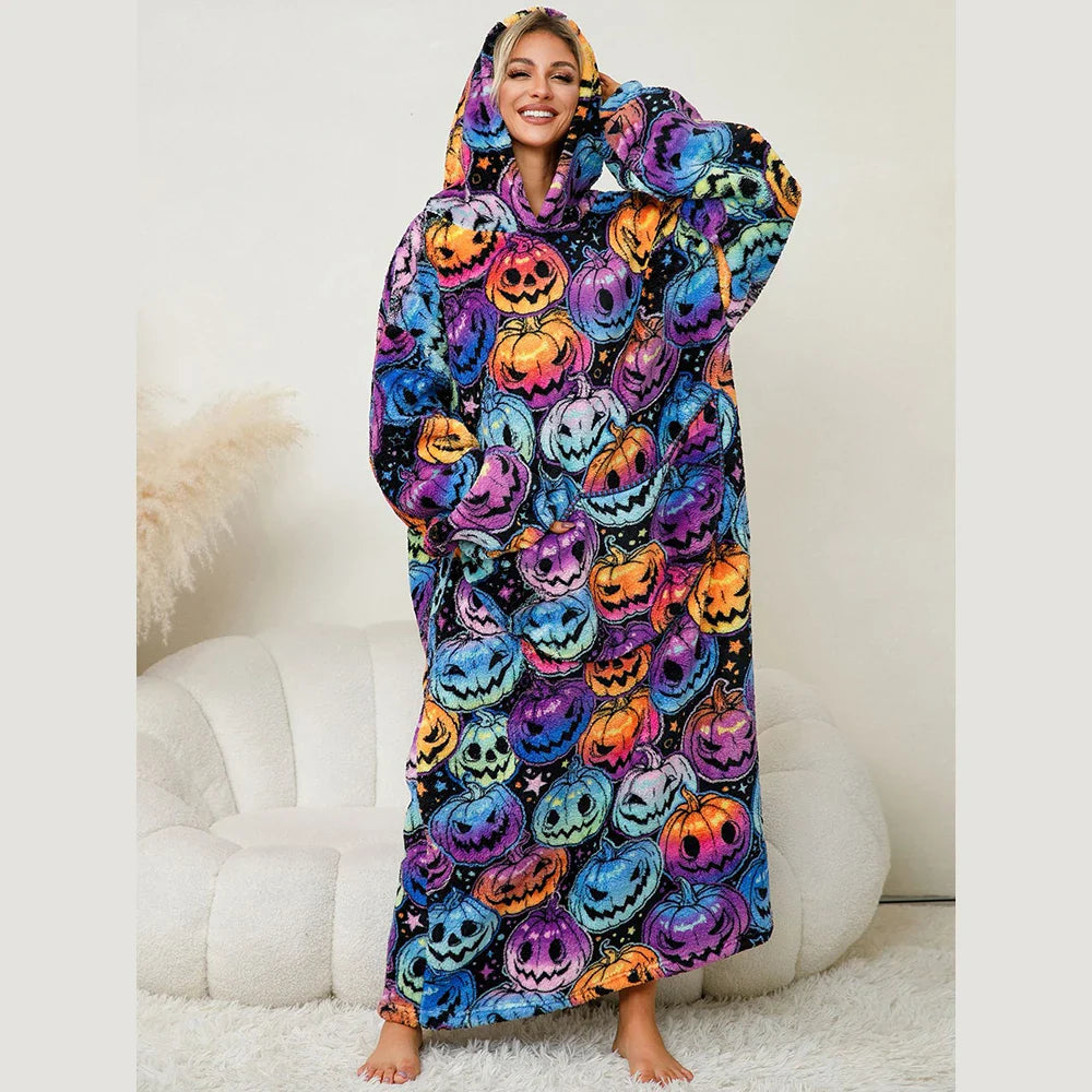 Animal Printed Hooded Blanket