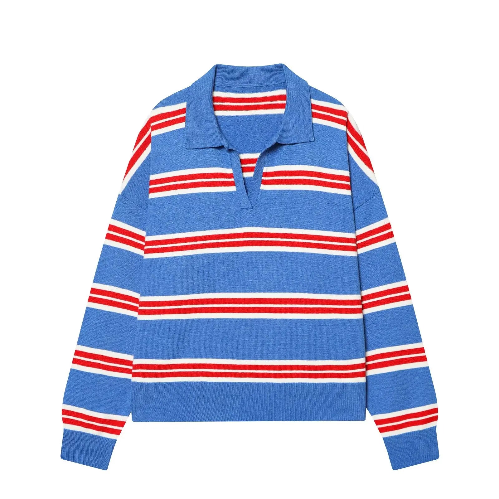 Women's Polo Stripped Colorful Sweater