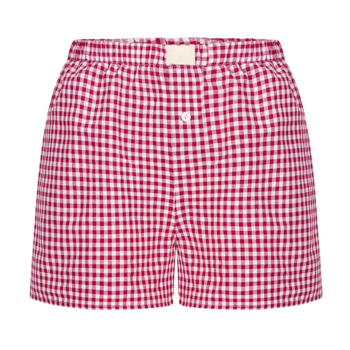 Elastic Waistband Gingham Boxer Shorts T-Shirt