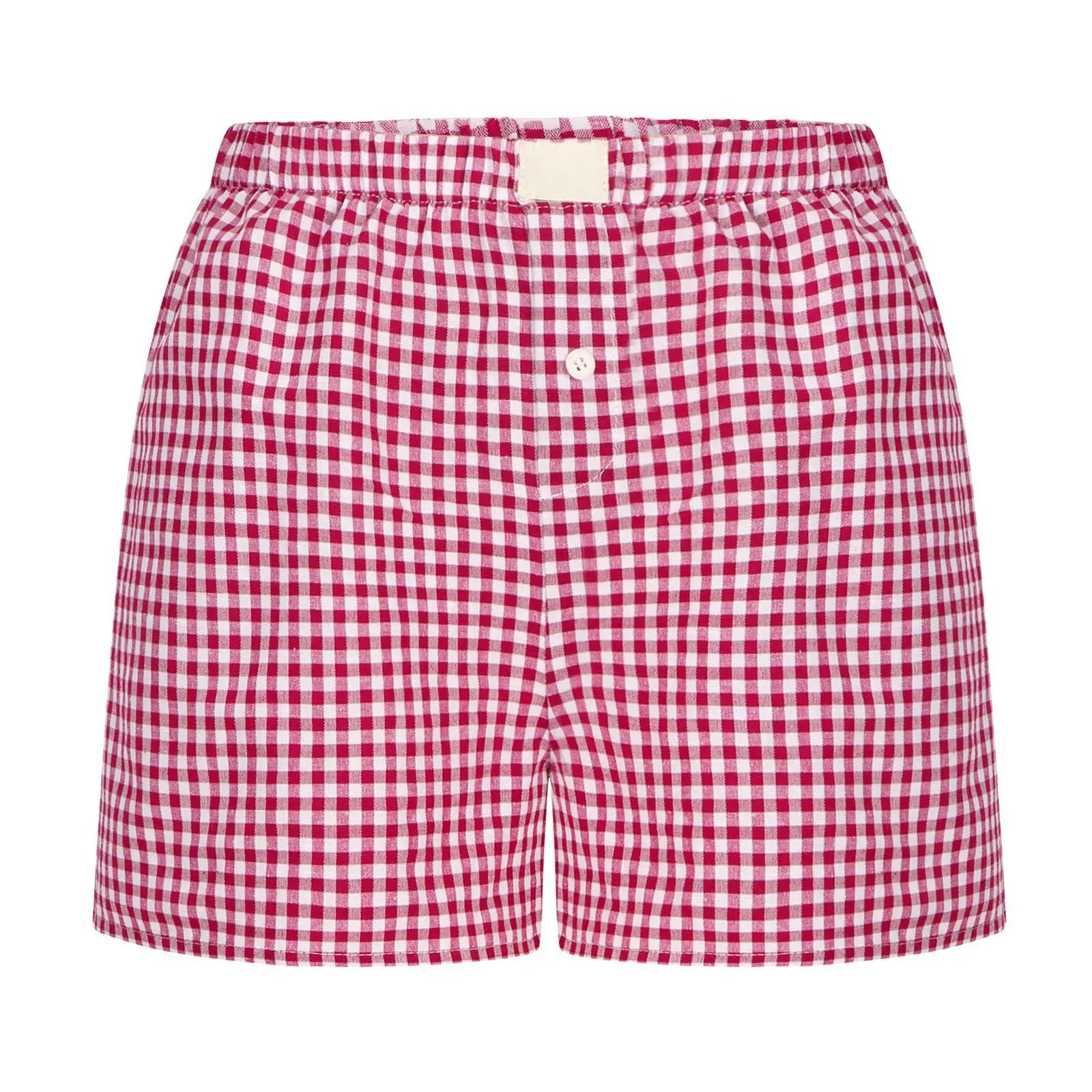 Elastic Waistband Gingham Boxer Shorts T-Shirt