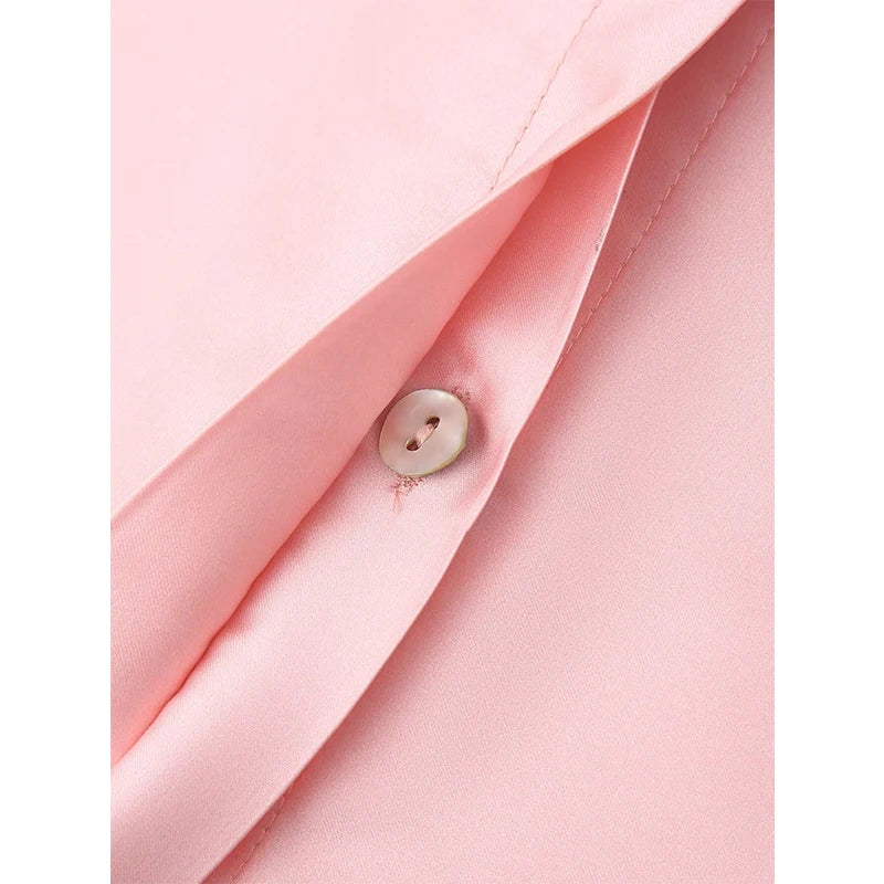 Floral Print Pink Satin Shirt
