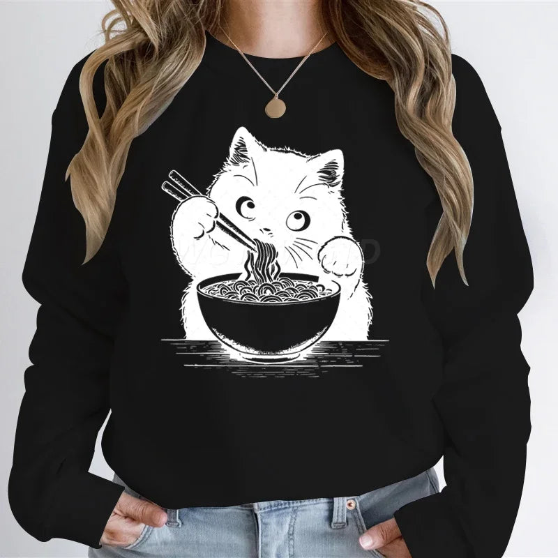Noodles Cat Print Sweatshirt
