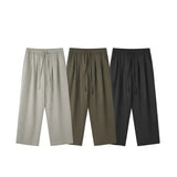 Drawstring Straight Leg Loose Fit Linen Pants