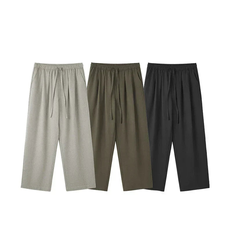 Drawstring Straight Leg Loose Fit Linen Pants