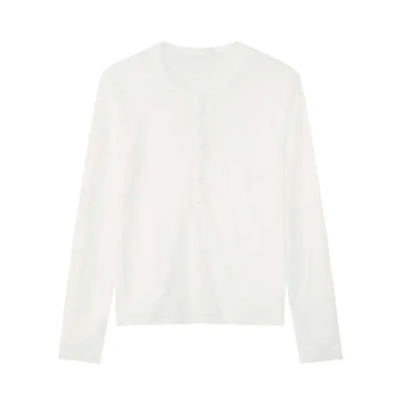Solid Color Korean Long-Sleeved T-Shirt