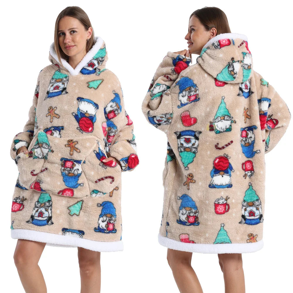 Strawberry Printed Oversized Blanket Hoodie