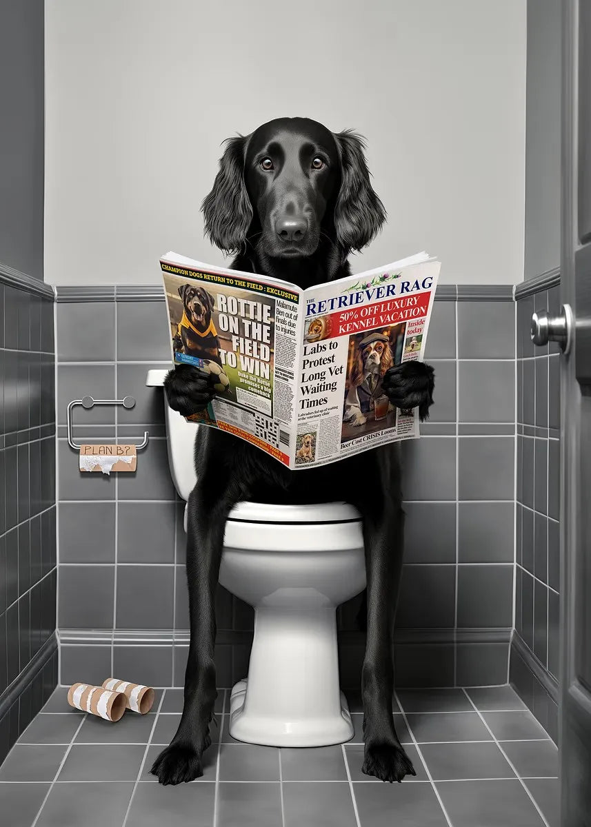 Dog Reading Newspaper Poster