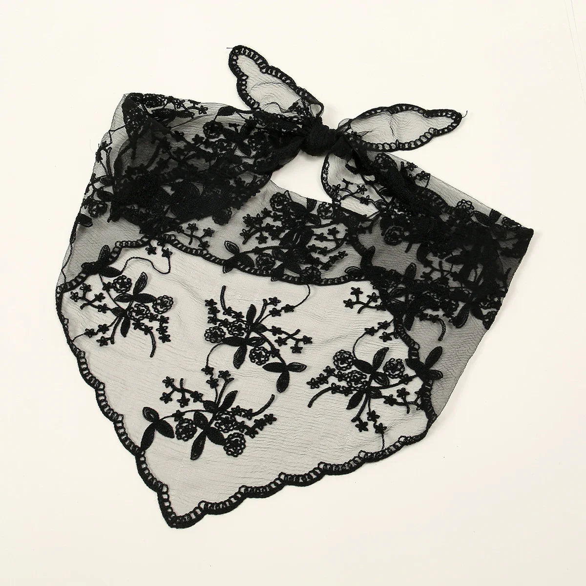 Soft Girl Solid Color Hollow Out Headscarf