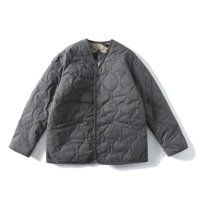 Double Sided Geometric Pattern Puffer Jacket