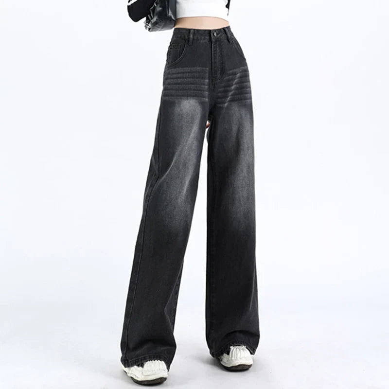 Vintage High Waist Thicken Wide Jeans