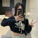Y2K Vintage Cropped Off-shoulder Sweatshirt