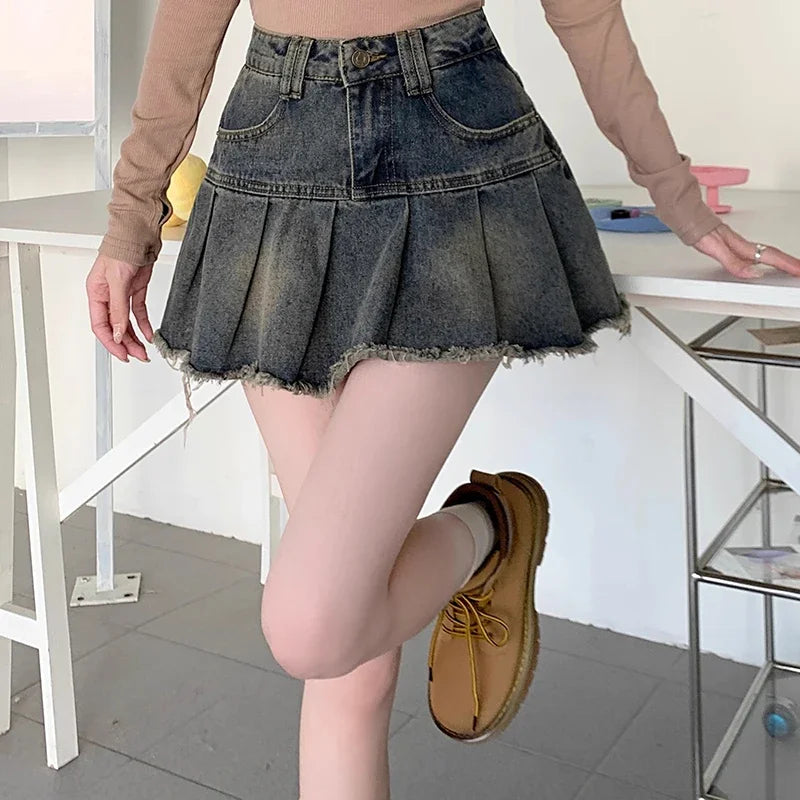 High Waist Denim Mini Skirts