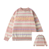 Gestreifter lockerer Winter-Kuschelpullover