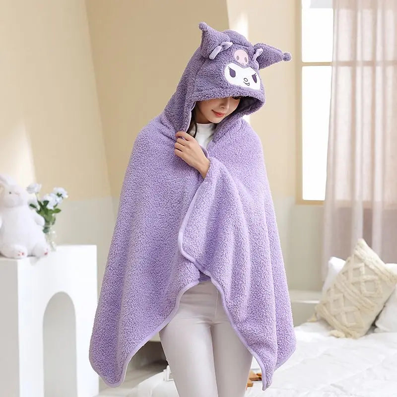 Cute Cartoon Face Office Nap Hooded Blanket