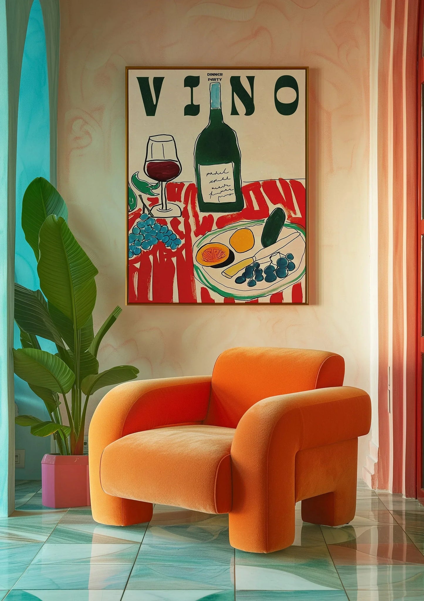 Póster de arte de pared de copa de vino
