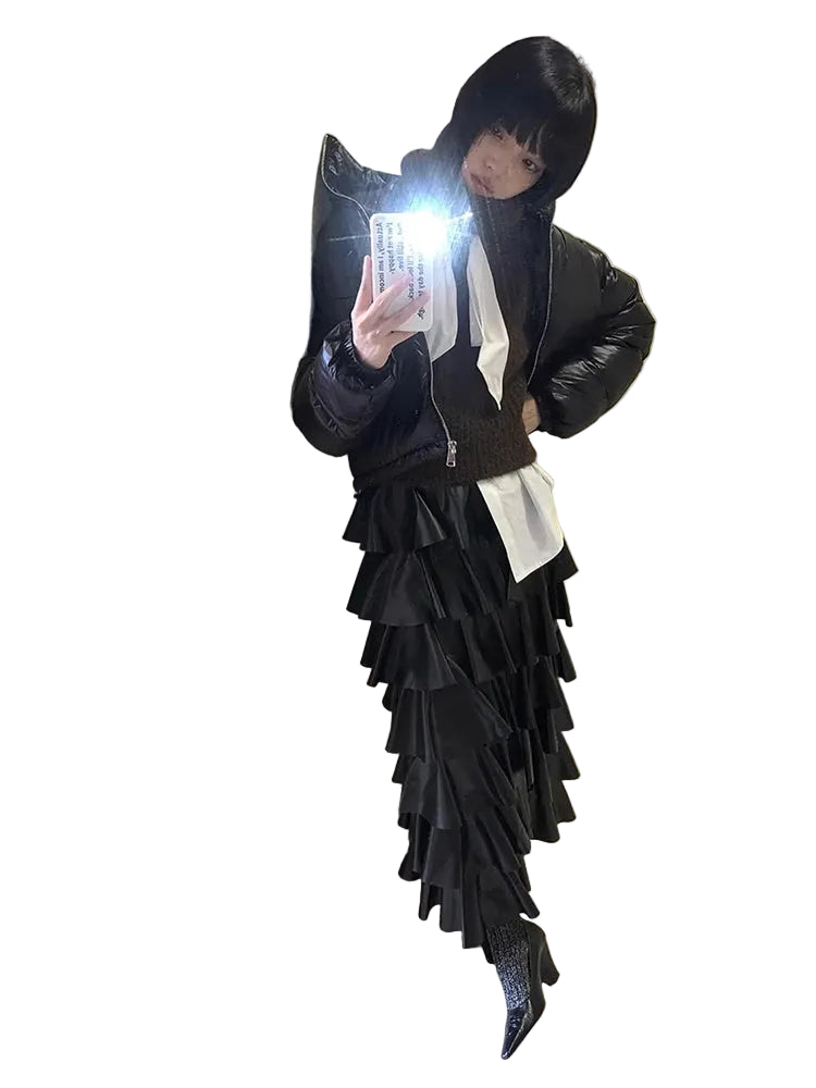Waist Long Elegant Tiered Skirt