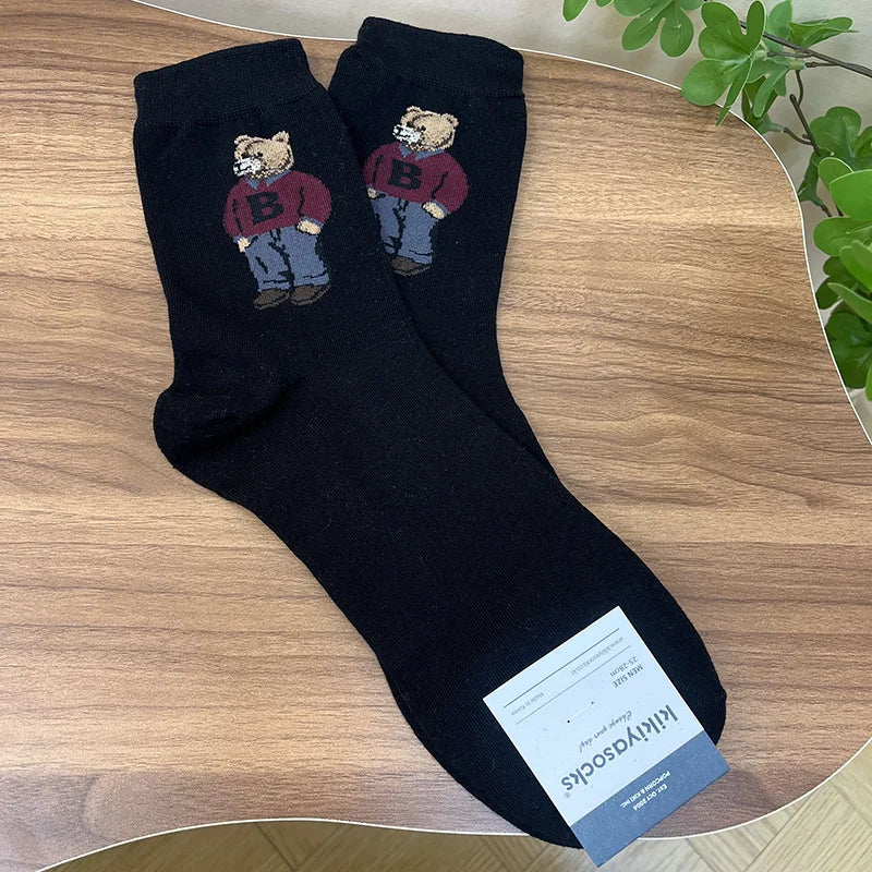Calcetines de algodón con osos de dibujos animados bonitos
