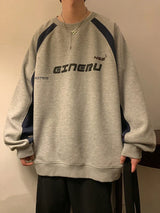 Colorblock Oversized Letter Print Sweatshirt