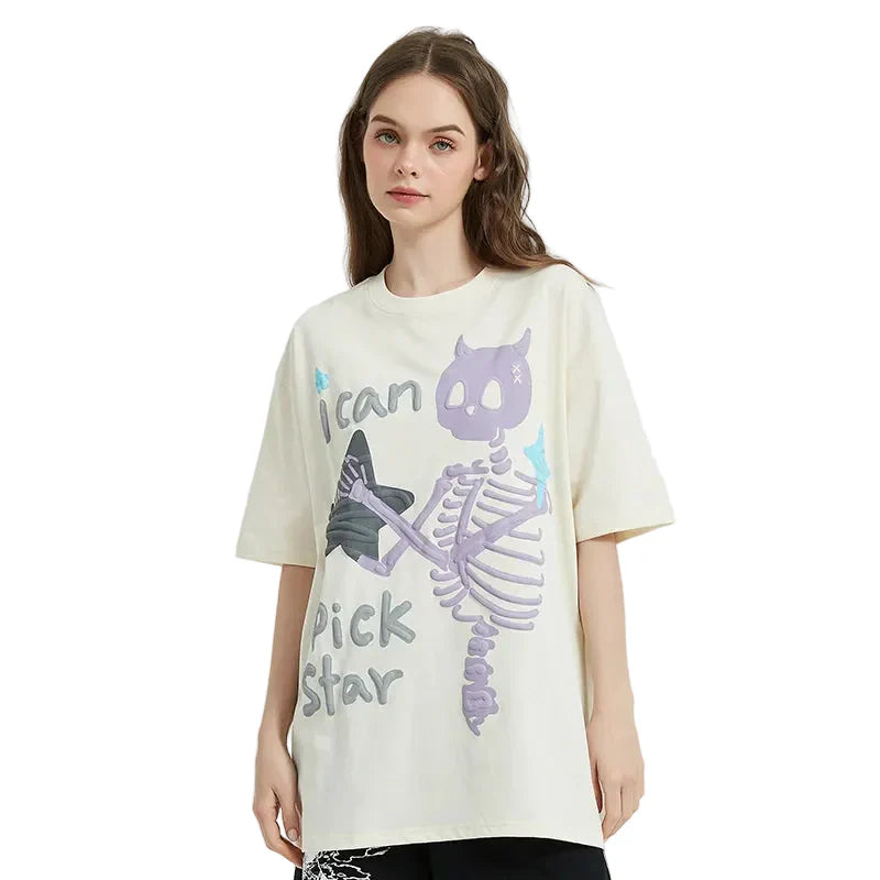 Y2K Skeleton I Can Pick Star T-shirt
