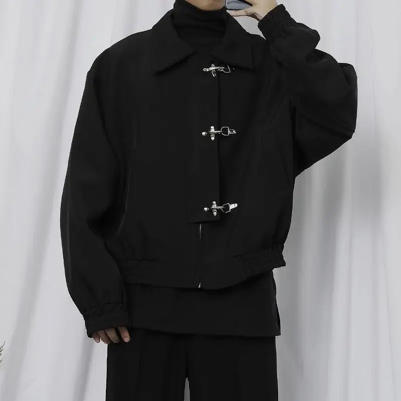 Black Korean Style Minimal Jacket