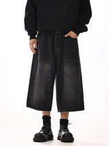 Black Plus Size Wide Leg Jorts