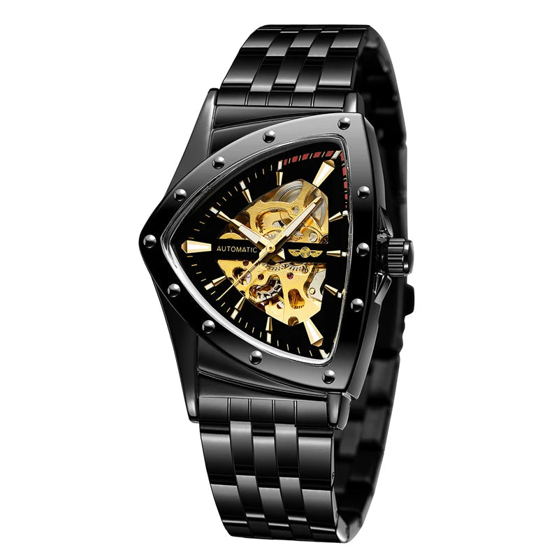 Triangle Skeleton Stainless Steel Watch