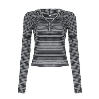 Camiseta de manga larga a rayas informal